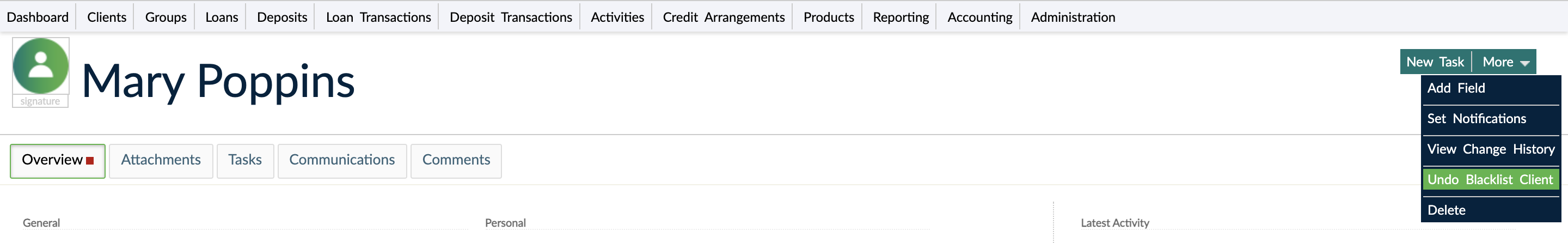 A client in blacklisted state